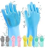 Hand Gloves for Kitchen Cleaning,Gloves Magic Silicone Dish Washing Gloves Hands wash utensil for women men,Dishwashing and Pet Grooming,Great for Washing Dish,Car,Bathroom(Multicolour,1 pair)- Amazon
