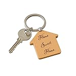 Giftana Home Sweet Home Wood Keychain for Men and Women, New House Keyring, Housewarming Gifts Key Chain Real Estate Gifts Buying and Selling Keychain (Beige)- Amazon
