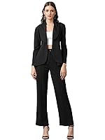 KOTTY Women’s Solid Relaxed Fit 3/4 Sleeve Co-ord Blazer and Trouser Set.- Amazon