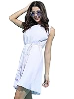 Tokyo Talkies Womens Chic Pleated Sleeve A-Line Short Dress | Flowy Silhouette with Adjustable String Belt | Dress for Women | Women Dress | Stylish Women Dress- Amazon