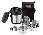 MILTON Thermosteel Hot Meal 3 Container Lunch Box, Silver- Amazon