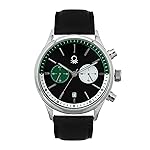 United Colors of Benetton Signature Analog Watch for Man with Black Round Dial & Black Leather Strap Band Water Resistant Men’s Wrist Watches – UWUCG2401- Amazon