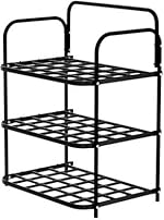 Durable Plastic & Metal Shoe Rack – 3-Tier Stackable Organizer for Home, Closet & Entryway, Holds Up to 9 Pairs of Shoes, Easy Assembly, Space-Saving Design (3 Shelves), Black- Amazon