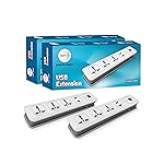 Wipro USB extension cord with 2 mtr cord length | 3 Universal socket and 2 USB port spike guard | Child safety | Auto cutoff | Fire resistant, Pack of 2- Amazon