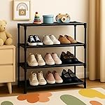 4 Tier Shoe Rack with Shelf, Folding Shoe Rack for Bedroom, Living Room,Entryway,Footwear Stand for Home, Organizer, One Size,ShoeRack Plastic 4 Shelf – Dark Black- Amazon