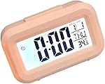 Kadio Electronic Table Clock, Digital Alarm Clock with Temperature, Calendar & Timer, LED Backlight, Snooze, Battery Operated Bedside/Table Clock for Home & Office Desk Use, Pink- Amazon