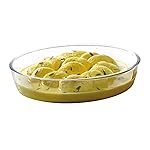 ATTRO Glassox Borosilicate Oval Glass Baking Dish Micorwave Oven Safe Freezer Safe Baking Tray Serving Dish Bakeware- 1600ml, Transparent- Amazon