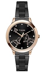 TIMEX Analog Watch for Women with Black Round Dial & Black Stainless Steel Bracelet Band Water Resistant Women’s Wrist Watches – TW000T630- Amazon
