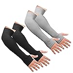 UV Protection Arm Sleeves with Thumb Holes, Nylon Sun Protection Hand Cover for Running and Cycling, Unisex- Amazon
