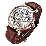 IK COLOURING Bestn Mens Luxury Skeleton Automatic Mechanical Wrist Watches Leather Moon Phrase Luminous Hands Self-Wind Watch- Amazon
