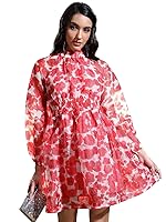 Tokyo Talkies Women’s Long Sleeves High Neck Printed Dresses | Stylish Dresses | Casual Dresses- Amazon