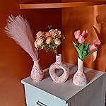 Unique 8 Inches Heart Design Ceramic Vase for Living Room & Home Decor (8 Inches), Pampas Grass Heart Ceramic Vase for Living Room, Kitchen, Garden, Vases for Home Decor (Set of 3 Vases)- Amazon