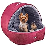 Amazon Basics Memory Foam Premium Small Size Dog and Cat Cave Pet Bed | for Cats and Kittens |Memory Foam, Small 49 x 48 x41cm | Wine- Amazon