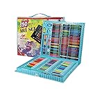 150 Pieces Art Set for Kids with Case, Art and Craft Supplies Kit for Drawing and Painting, Color Set with Markers, Water Colors, Brush, Color Pencils, Crayons (150 pcs blue)- Amazon