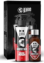 BEARDO Godfather Combo Beard Oil and Beard Wash For Men | Nourishment Cleanses | Purifying & Hydrating Skin Cleaner With Avocado, Argan Oil | Shiny Patchy & Fast Beard Growth | Rakhi Gift for Brother | Gift for Brother- Amazon