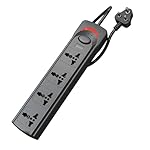 Geonix PowerSpan S4 | Extension Board with 4 Universal Sockets with on Off Button, 3mtr Long Copper Cable, 1500 Watts, 6 Amp Multi Plug for Office & Home Appliances (Black)- Amazon