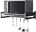 A to Z Hub Wall Mount Microwave Oven Rack – Metal Holder Storage Stand – Cooker Utensils Dish Shelf Organizer with Hooks for Home & Kitchen Appliances- Amazon