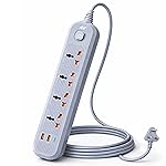 Ant PS421 Power Strip,10ft Universal Extension Cord 4 AC Outlets 2USB 1 Type C PD Ports, Flat Plug, Max 2500W, 220-250 Volts, Multiple Outlet Extender for Home Office Store_ Grey- Amazon