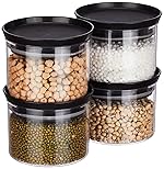 Floraware Plastic Storage Jar and Container Set I Air Tight & BPA Free Containers for Kitchen Storage Set I Grocery Kitchen Container Set I Multipurpose Jar, 500 Ml Each, (Black, Set of 4)- Amazon