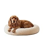 Amazon Basics Faux Fur Donut Pet Bed | Medium (70x70x15 cm) | Color – Beige | Reversible, Washable, Cozy Mat for Cats & Dogs- Amazon