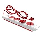 Goldmedal i-Design 4×1 Extension Board | 4 Universal Sockets | Master Switch with LED Indicator | 3 Pin Plug | 2-Meter Extension Cord | Multi Plug for Home Appliances & Office | Red & White- Amazon