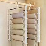 Space-Saving Stainless Steel Pants Hanger 6 in 1 – Foldable Multi-Layer Closet Organizer for Jeans, Trousers & Leggings | Heavy-Duty Non-Slip Pants Rack- Amazon