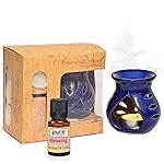 Pure Source India Ceramic Aroma Oil Diffuser Gift Set with 10ML Relaxing Oil & Tealight Candles | 97 Burner for Home Fragrance & Relaxation | Ideal for Gifting & Home Décor (Navy Blue)- Amazon