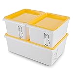 Nayasa Lego Print Stack N Store Big 1, Small 2 | Plastic Storage Boxes With Lid | Side Handle | Stackable Boxes | Can Be Used For Multipurpose Storage | Strong And Durable Quality | Yellow- Amazon