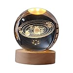 3D Galaxy Crystal Ball Lamp – Solar System Night Light, 3D Galaxy Crystal Ball Light Lamp with USB Powered 3.15 Inch LED Wooden Base, Perfect for Gifts- Amazon