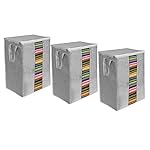 PrettyKrafts XXXL Saree Cover/sari organizer with handles and transparent front Extra Large Sari Cover (Set of 3) JuteGrey- Amazon