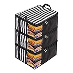 PrettyKrafts™ Presents Non Woven Saree Cover Storage Bags for Clothes with Premium Quality Combo Offer Saree Organizer for Wardrobe/Organizers for Clothes/Organizers for Wardrobe Pack of 3 – Black- Amazon