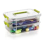 2 Layer Plastic Storage Containers,Multipurpose Clear Stack & Carry Box,Portable Craft Organizers, and Storage Bin for Organizing Arts & Crafts, Sewing, Stationery Box,(Multicolor)- Amazon