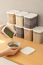 Plastic Storage Containers Set for Kitchen | Leak-Proof Durable and Space-Saving | Pantry Organizers for Kitchen | Fridge Storage Boxes | Fridge Storage Containers (800 ML, Pack of 6) White- Amazon