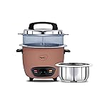 Pigeon Inox Pro Rice Cooker with Steamer, 1 litres | Stainless Steel Lid | 400 Watts | 1 Steel Cooking Pot | Measuring Cup | Spatula | Energy Efficient Cooking (Pink)- Amazon