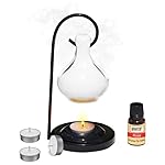 Pure Source India Porcelain Oil Diffuser Set for Home Fragrance with 10 ml Rose Aroma Oil and 4 Tea Light Candles (White)- Amazon