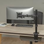 Jin Office Height Adjustable Monitor Stand Mount | Supports 13-32″ Screens| 9KG Weight Capacity | Metal Black Powder Coated Single Monitors Arm Stand| Articulating Tilt and Swivel Display Desk Mount- Amazon
