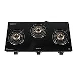 Havells GEOSLIM Gas stove |3 Heavy Duty Forged Brass Burner|6 mm Toughened Glass|Premium Valves|Removable Drip Tray|Soft Touch Knobs|5 year Warranty on Burners, Glass & Valves by Havells (Black)- Amazon