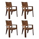 Cello Jordan Set of 4 Chairs (Sandalwood Brown) | Strong and Durable | Easy to Clean | Chair for Living Room, Bed Room, Kitchen, Office Room, Outdoor | 3 Years Warranty- Amazon
