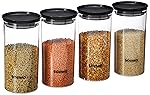 Solimo Plastic Storage Jar and Container Set I Air Tight & BPA Free Containers For Kitchen Storage Set I Grocery Kitchen Container Set I Multipurpose Jar, 1400 Ml Each, Set 4, Black- Amazon