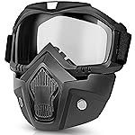 Eliane Reusable Goggle Mask Anti Scratch Uv Protective Face&Eyewear Windproof Dirt Shield with Soft Foam Padded Detachable Mouth Filter for Cycling Bike Off Road Racing Ride Unisex -Transparent Visor- Amazon
