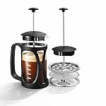 Wonderchef French Press Coffee & Tea Maker 350 ml|Borosilicate Glass Carafe|4 Level Filtration System|Stainless Steel Plunger with Mesh|1-2 Cups of Coffee|Brews in Just 3 Minutes|Black|1 Year Warranty- Amazon