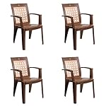 Cello Impact Set of 4 Chairs (Sandalwood Brown) | Strong and Durable | Easy to Clean | Chair for Living Room, Bed Room, Kitchen, Office Room, Outdoor | 3 Years Warranty- Amazon