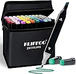 Dual Tip Colorful Art Markers 24 Colors Sketch Pens With Carry Bag For Painting Sketching Calligraphy Drawing,Chisel & Fine Tip Water Based Colouring Marker For Kids & Adult,Multicolor (24)- Amazon