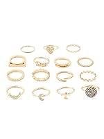 ZAVERI PEARLS Set of 15 Gold Tone Contemporary Classy Stackable Rings For Women-ZPFK13816- Amazon