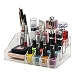 Clazkit 16 Grid Makeup Organizer Drawer Desk Multipurpose Plastic Cosmetic Display Stand Brushes Lipstick Pencil Mascara Brush Hair Combs & Jewelry Storage Box Dressing Table Organizer,Transparent- Amazon