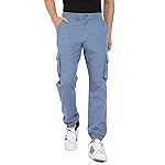 Campus Sutra Men’s Regular Fit low Rise Cuffed Hem Cargo Trousers for Casual Wear | 6 Pockets | Button Closure | Cotton Poly Cargo Pant Crafted with Comfort Fit for Everyday Wear- Amazon