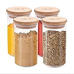 The Better Home Borosilicate Glass Jars with Bamboo Lid | Glass Jars for Kitchen | Pack of 4 300ml Each | Spice Jars | Airtight Kitchen Containers for Spices Dry Fruits Nuts Sugar Salt- Amazon