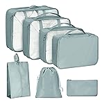 Storite 7Pcs Travel Packing Cubes Set for Luggage Clothes Laundry Toiletry Cosmetics Accessories, Lightweight Suitcase Organizer Bags, Durable Polyester Travel Organizers (Grey)- Amazon