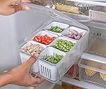 MARKWELL Fridge Storage Boxes Freezer Storage Containers, Container for Kitchen Storage Set, Storage in Kitchen, Vegetable Storage, Draining Crisper Refrigerator Food Box (Pack of 1)- Amazon