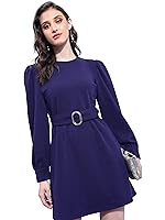 Tokyo Talkies Women’s Long Sleeves Round Neck Solid Dresses | Stylish Dresses | Casual Dresses- Amazon